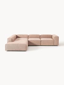 Modulares XL-Ecksofa Lennon aus Leinen-Mix, Bezug: 50 % Viskose, 25 % Leinen, Gestell: Fichtenholz, Sperrholz, m, Füße: Kunststoff Dieses Produkt, Leinen-Mix Rostrot, B 329 x T 269 cm, Eckteil links