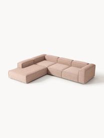 Sofa modułowa XL z mieszanki lnu Lennon, Tapicerka: 50% wiskoza, 25% len, 15%, Nogi: tworzywo sztuczne Ten pro, Rdzwoczerwona mieszanka lnu, S 329 x G 269 cm, lewostronna