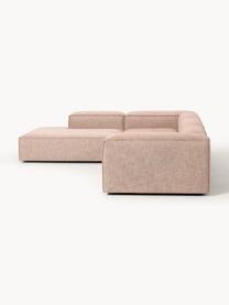 Sofa modułowa XL z mieszanki lnu Lennon, Tapicerka: 50% wiskoza, 25% len, 15%, Nogi: tworzywo sztuczne Ten pro, Rdzwoczerwona mieszanka lnu, S 329 x G 269 cm, lewostronna