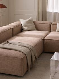 Modulares XL-Ecksofa Lennon aus Leinen-Mix, Bezug: 50 % Viskose, 25 % Leinen, Gestell: Fichtenholz, Sperrholz, m, Füße: Kunststoff Dieses Produkt, Leinen-Mix Rostrot, B 329 x T 269 cm, Eckteil links