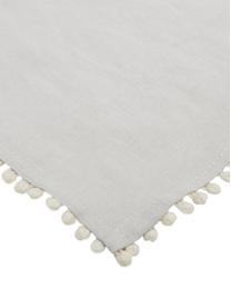 Leinen-Tischdecke Pom Pom, Leinen, Hellgrau, Für 6 - 8 Personen (B 150 x L 250 cm)