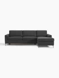 Schlafsofa Cucita (3-Sitzer) mit Matratze, Bezug: Webstoff (100% Polyester), Gestell: Massives Kiefernholz, Füße: Metall, lackiert Dieses P, Webstoff Anthrazit, B 274 x T 164 cm, Eckteil rechts