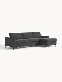 Schlafsofa Cucita (3-Sitzer) mit Matratze, Bezug: Webstoff (100% Polyester), Gestell: Massives Kiefernholz, Füße: Metall, lackiert Dieses P, Webstoff Anthrazit, B 274 x T 164 cm, Eckteil rechts