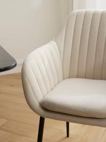 Chaise rembourrée Emilia, Tissu beige clair, noir, larg. 57 x prof. 59 cm