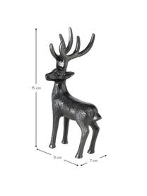 Cerfs pour décoration haut. 15 cm Mendel, 2 élém., Aluminium, enduit, Noir, brillant, larg. 9 x haut. 15 cm