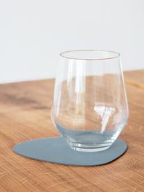 Dessous de verre asymétriques en cuir Curve, 4 pièces, Cuir, caoutchouc, Bleu ciel, larg. 11 x long. 13 cm