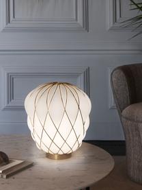 Ręcznie wykonana lampa stołowa Pinecone, Stelaż: metal galwanizowany, Biały, odcienie złotego, Ø 30 x 36 cm
