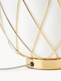 Handgefertigte Tischlampe Pinecone, Lampenschirm: Glas, Metall, galvanisier, Weiss, Goldfarben, Ø 30 x H 36 cm