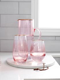 Krug Chloe in Rosa mit Goldrand, 1.6 L, Glas, Pfirsich, H 25 cm, 1.6 L