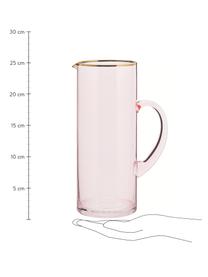 Brocca rosa con bordo dorato Chloe, 1.6 L, Vetro, Pesca, Alt. 25 cm, 1.6 L