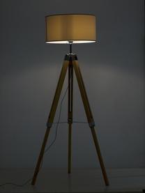 Driepoot vloerlamp Josey van hout, Lampenkap: textiel, Lampvoet: hout, Crèmekleurig, bruin, Ø 70 x H 150 cm