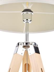 Tripod Stehlampe Josey aus Holz, Lampenschirm: Textil, Lampenfuß: Holz, Creme, Braun, Ø 70 x H 150 cm