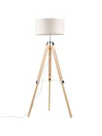 Drevená stojacia tripod lampa Josey, Krémová, hnedá