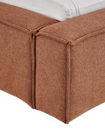 Gestoffeerd bed Lennon, Bekleding: 100% polyester Met 115.00, Frame: massief grenenhout, FSC-g, Poten: hout, FSC-gecertificeerd,, Geweven stof nougatkleurig, B 140 x L 200 cm