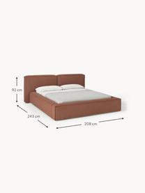 Letto imbottito Lennon, Rivestimento: 100% poliestere Il rivest, Struttura: legno di pino massiccio, , Piedini: legno, plastica Questo pr, Tessuto torrone, Larg. 208 x Prof. 243 cm (superfice distesa 140 x 200 cm)