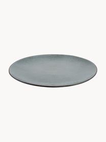 Platos llanos artesanales Nordic Sea, 4 uds., Cerámica de gres, Gris azulado jaspeado, Ø 26 cm