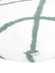 Funda de cojín Laila, 100% algodón, Blanco, verde salvia, An 45 x L 45 cm