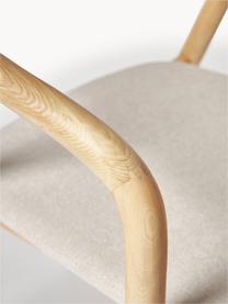 Houten armstoel Angelina met zitkussen, Bekleding: polyester, Frame: essenhout, FSC-gecertific, Geweven stof crèmewit, helder essenhout, B 57 x H 80 cm