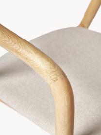 Chaise en bois avec coussin d'assise Angelina, Tissu blanc crème, bois de frêne clair, larg. 57 x haut. 80 cm