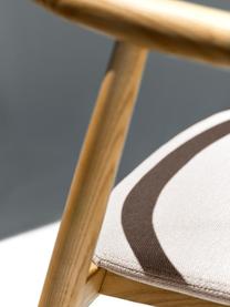 Holz-Armlehnstuhl Angelina mit Sitzpolster, Bezug: Polyester Der hochwertige, Gestell: Eschenholz, Sperrholz, Webstoff Beige, Eschenholz, B 57 x H 80 cm