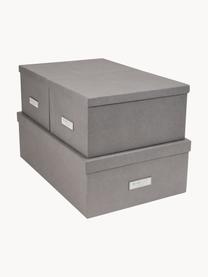 Set de cajas Inge, 3 pzas., Caja: cartón laminado, Gris oscuro, Set de diferentes tamaños