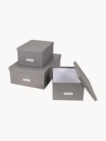 Set de cajas Inge, 3 pzas., Caja: cartón laminado, Gris oscuro, Set de diferentes tamaños