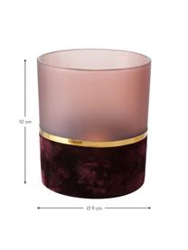 Teelichthalter-Set Adala, 2-tlg., Glas, Rosatöne, Goldfarben, Je Ø 9 x H 10 cm