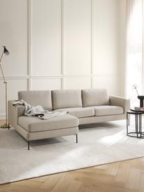 Ecksofa Cucita (3-Sitzer), Bezug: Webstoff (100% Polyester), Gestell: Massives Kiefernholz, Webstoff Hellbeige, B 262 x T 163 cm, Eckteil links