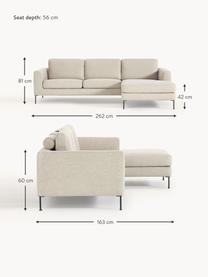 Ecksofa Cucita (3-Sitzer), Bezug: Webstoff (100% Polyester), Gestell: Massives Kiefernholz, Webstoff Hellbeige, B 262 x T 163 cm, Eckteil links