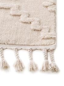 Tappeto boho con motivo a rilievo Oyo, Retro: 100% cotone, Bianco crema, Larg. 80 x Lung. 150 cm (taglia XS)