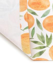 Chemin de table en tissu imprimé oranges Picnic, 85 % coton, 15 % lin, Orange, vert, blanc, larg. 40 x long. 145 cm