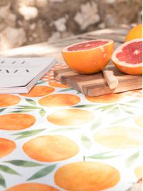 Chemin de table en tissu imprimé oranges Picnic, 85 % coton, 15 % lin, Orange, vert, blanc, larg. 40 x long. 145 cm