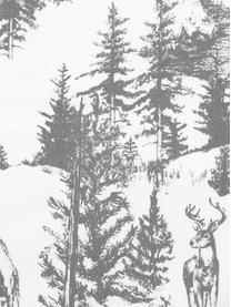 Kissenhülle Nordic mit winterlichem Motiv in Grau/Weiß, Baumwolle, Dunkelgrau, Weiß, 40 x 40 cm