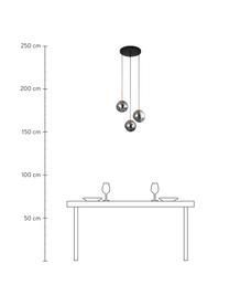 Lampada cluster a sospensione in vetro Spada, Paralume: vetro, Baldacchino: plastica, Dorato, grigio, Ø 40 x Alt. 28 cm