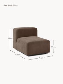 Middelste module Lena, Bekleding: geweven stof (88% polyest, Frame: grenenhout, multiplex, ha, Poten: kunststof, Geweven stof donkerbruin, B 76 x D 106 cm