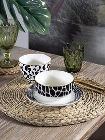 Tazas de café Wild Jungle, 4 uds., Porcelana, Negro, blanco, Ø 12 x Al 8 cm, 450 ml