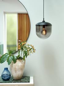 Kleine hanglamp Magia van glas, Lampenkap: glas, Baldakijn: gecoat metaal, Zwart, Ø 25 x H 32 cm