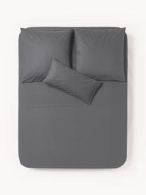 Sábana encimera de percal Elsie, Gris antracita, Cama 150/160 cm (240 x 280 cm)