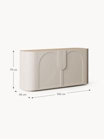 Sideboard Jodie, Gestell: Massives Eschenholz Diese, Hellbeige, Eschenholz, B 160 x H 79 cm