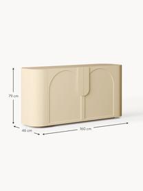 Credenza Jodie, Struttura: legno di frassino massicc, Beige chiaro, legno di frassino, Larg. 160 x Alt. 79 cm