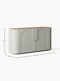 Sideboard Jodie, Gestell: Massives Eschenholz Diese, Hellbeige, Eschenholz, B 160 x H 79 cm