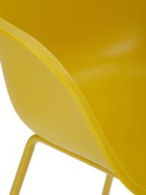 Silla de plático con reposabrazos Claire, Asiento: plástico, Patas: metal con pintura en polv, Amarillo, An 60 x F 54 cm