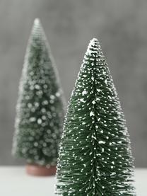 Sapins de Noël décoratifs Tarvo, 2 élém., Plastique, Vert foncé, blanc, nougat, Ø 9 x haut. 22 cm