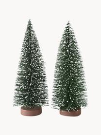 Sapins de Noël décoratifs Tarvo, 2 élém., Plastique, Vert foncé, blanc, nougat, Ø 9 x haut. 22 cm