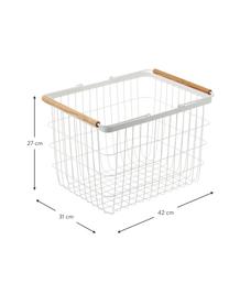 Cestino custodia Tosca, Maniglie: legno, Bianco, legno chiaro, Larg. 42 x Alt. 27 cm