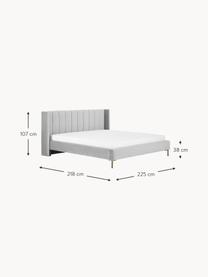 Cama tapizada en terciopelo Dusk, Tapizado: terciopelo de poliéster A, Estructura: madera de pino maciza con, Patas: metal con pintura en polv, Terciopelo gris claro, An 180 x L 200 cm