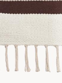 Handgewebter Kelim-Teppich Wyoming, 100% Bio-Baumwolle, GOTS-zertifiziert, Cremeweiß, Schwarz, Braun, B 80 x L 150 cm (Größe XS)
