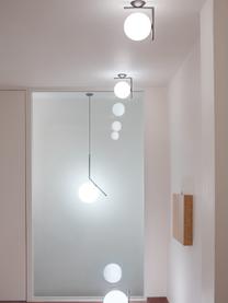 Suspension soufflée bouche IC Lights, haut. 70 cm, Argenté, blanc, larg. 36 x haut. 70 cm