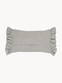 Housse de coussin rectangulaire avec volants Colette, 60 % polyester, 25 % coton, 15 % lin, Gris, larg. 30 x long. 50 cm