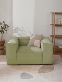 Sillón de pana Lennon, Tapizado: pana (92% poliéster, 8% p, Estructura: madera de pino maciza, ma, Patas: plástico Este producto es, Pana verde oliva, An 130 x F 101 cm